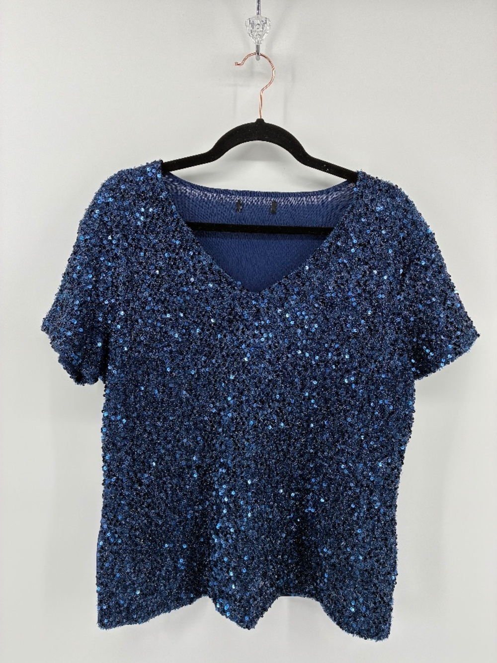 Royal Blue Sequin V-Neck Top